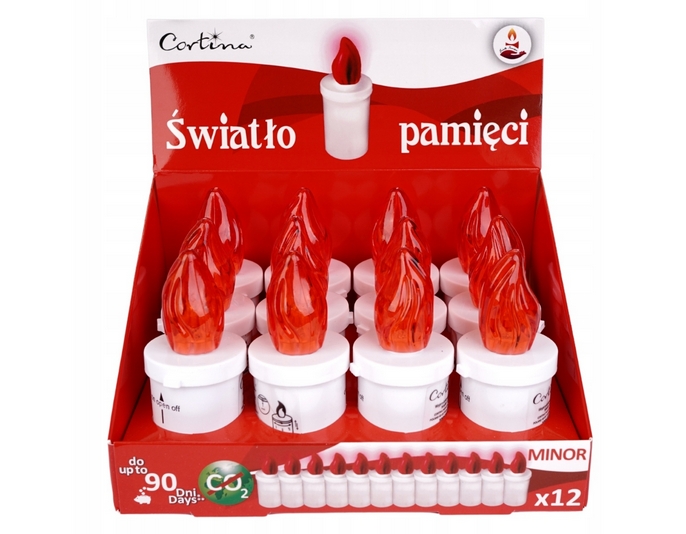Vodeodolná LED náplň do lampášov, červená, s efektom hýbavého plameňa, 12 kusov